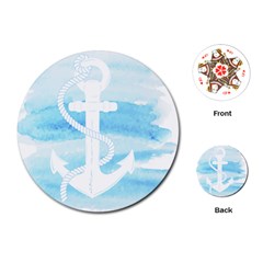 Anchor Watercolor Painting Blue Playing Cards Single Design (round) by Sudhe