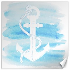 Anchor Watercolor Painting Blue Canvas 12  X 12  by Sudhe