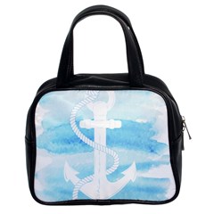 Anchor Watercolor Painting Blue Classic Handbag (two Sides) by Sudhe