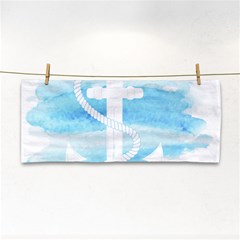 Anchor Watercolor Painting Blue Hand Towel by Sudhe