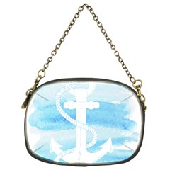 Anchor Watercolor Painting Blue Chain Purse (one Side) by Sudhe