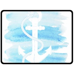 Anchor Watercolor Painting Blue Fleece Blanket (large)  by Sudhe