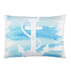 Anchor Watercolor Painting Blue Pillow Case (two Sides) by Sudhe