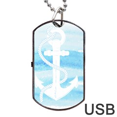 Anchor Watercolor Painting Blue Dog Tag Usb Flash (one Side) by Sudhe