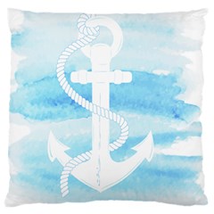 Anchor Watercolor Painting Blue Large Cushion Case (two Sides) by Sudhe