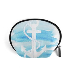 Anchor Watercolor Painting Blue Accessory Pouch (small) by Sudhe