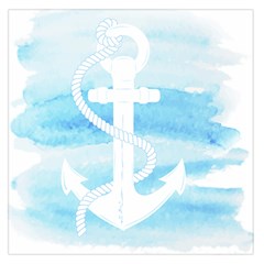 Anchor Watercolor Painting Blue Large Satin Scarf (square) by Sudhe