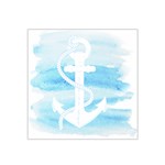 Anchor Watercolor Painting Blue Satin Bandana Scarf Front