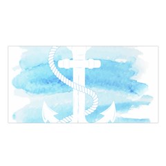 Anchor Watercolor Painting Blue Satin Shawl by Sudhe