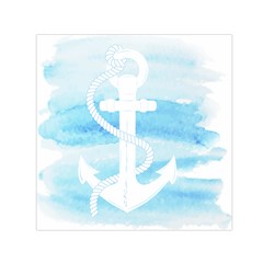 Anchor Watercolor Painting Blue Small Satin Scarf (square) by Sudhe