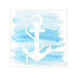 Anchor Watercolor Painting Blue Small Satin Scarf (Square) Front