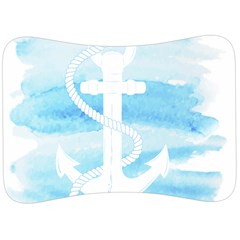 Anchor Watercolor Painting Blue Velour Seat Head Rest Cushion by Sudhe