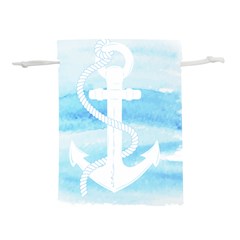 Anchor Watercolor Painting Blue Lightweight Drawstring Pouch (l) by Sudhe