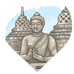 Borobudur Temple Wooden Puzzle Heart by Sudhe