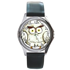 Owl Bird Eyes Cartoon Good Round Metal Watch by Sudhe