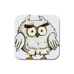 Owl Bird Eyes Cartoon Good Rubber Square Coaster (4 Pack)  by Sudhe