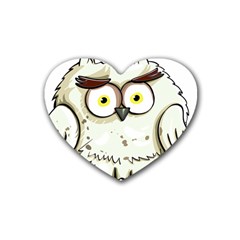 Owl Bird Eyes Cartoon Good Rubber Coaster (heart)  by Sudhe