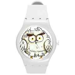 Owl Bird Eyes Cartoon Good Round Plastic Sport Watch (m) by Sudhe