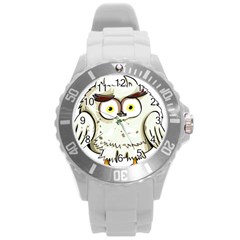 Owl Bird Eyes Cartoon Good Round Plastic Sport Watch (l) by Sudhe