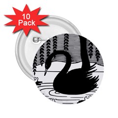 Vintage Swan Bird Nature Water 2 25  Buttons (10 Pack) 