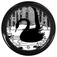 Vintage Swan Bird Nature Water Wall Clock (black) by Sudhe