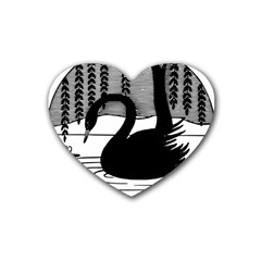 Vintage Swan Bird Nature Water Rubber Coaster (heart)  by Sudhe