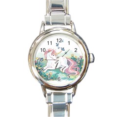 Illustration Vector Unique Unicorn Round Italian Charm Watch by Sudhe