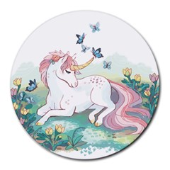 Illustration Vector Unique Unicorn Round Mousepads