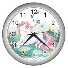 Illustration Vector Unique Unicorn Wall Clock (silver) by Sudhe