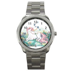 Illustration Vector Unique Unicorn Sport Metal Watch by Sudhe