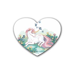 Illustration Vector Unique Unicorn Heart Coaster (4 Pack)  by Sudhe