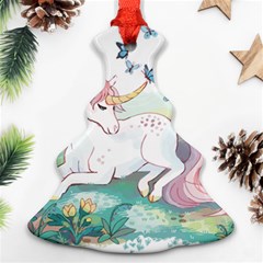 Illustration Vector Unique Unicorn Christmas Tree Ornament (two Sides) by Sudhe