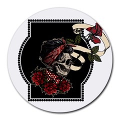 Skull Rose Fantasy Dark Flowers Round Mousepads