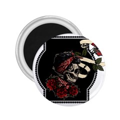 Skull Rose Fantasy Dark Flowers 2 25  Magnets by Sudhe