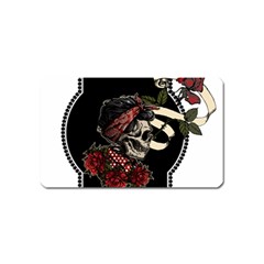 Skull Rose Fantasy Dark Flowers Magnet (name Card) by Sudhe