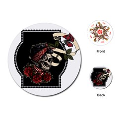 Skull Rose Fantasy Dark Flowers Playing Cards Single Design (round) by Sudhe