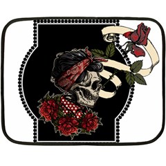 Skull Rose Fantasy Dark Flowers Double Sided Fleece Blanket (mini)  by Sudhe