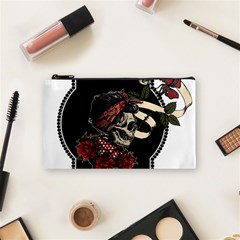 Skull Rose Fantasy Dark Flowers Cosmetic Bag (small) by Sudhe