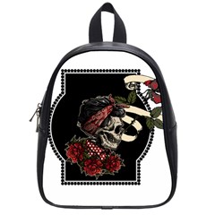 Skull Rose Fantasy Dark Flowers School Bag (small) by Sudhe