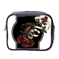 Skull Rose Fantasy Dark Flowers Mini Toiletries Bag (two Sides) by Sudhe