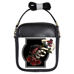 Skull Rose Fantasy Dark Flowers Girls Sling Bag by Sudhe