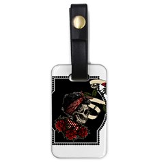 Skull Rose Fantasy Dark Flowers Luggage Tag (one Side) by Sudhe