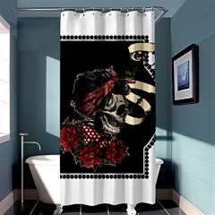 Skull Rose Fantasy Dark Flowers Shower Curtain 36  X 72  (stall)  by Sudhe