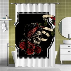 Skull Rose Fantasy Dark Flowers Shower Curtain 48  X 72  (small)  by Sudhe