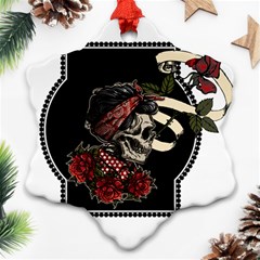 Skull Rose Fantasy Dark Flowers Ornament (snowflake) by Sudhe