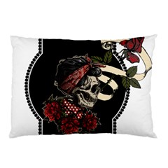 Skull Rose Fantasy Dark Flowers Pillow Case (two Sides) by Sudhe