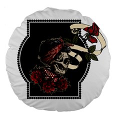 Skull Rose Fantasy Dark Flowers Large 18  Premium Flano Round Cushions by Sudhe