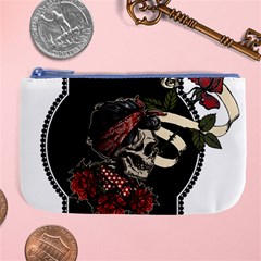 Skull Rose Fantasy Dark Flowers Large Coin Purse by Sudhe