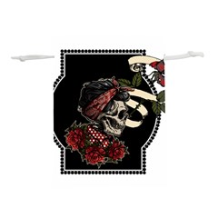 Skull Rose Fantasy Dark Flowers Lightweight Drawstring Pouch (s) by Sudhe