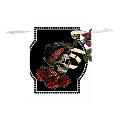 Skull Rose Fantasy Dark Flowers Lightweight Drawstring Pouch (l)